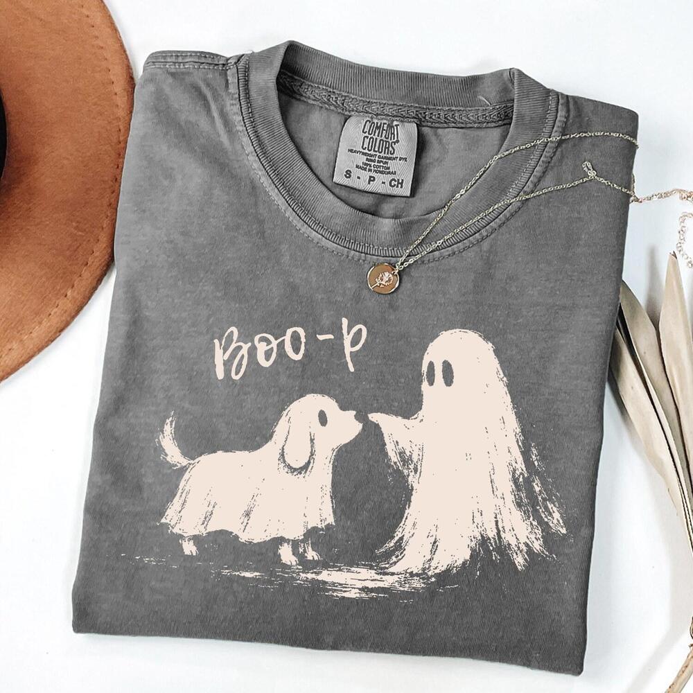 Boo-P Ghost Dog T-Shirt, Funny Halloween Dog Mom Shirt